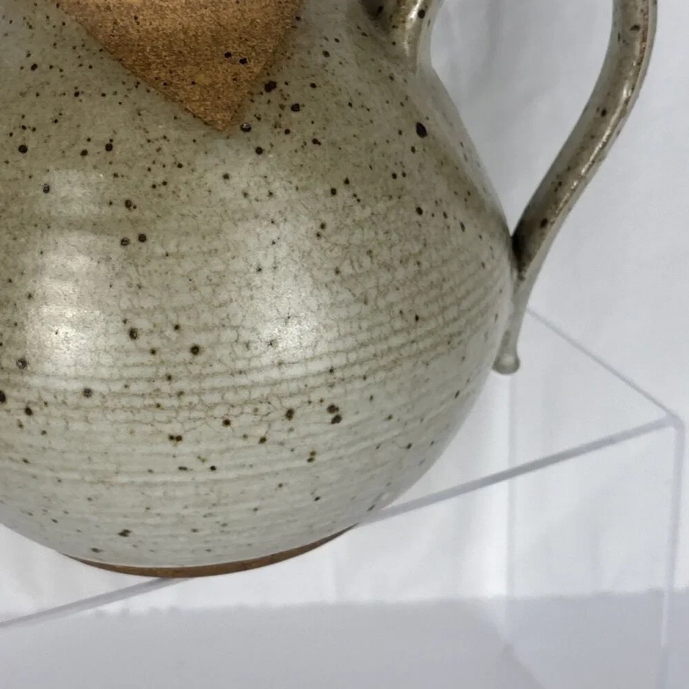 Studio Pottery Teapot Green Brown Stoneware Nature Natural Colors with Lid